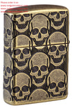 Zippo Armor Cackling Cranium Design Multicut Antique Brass 46302