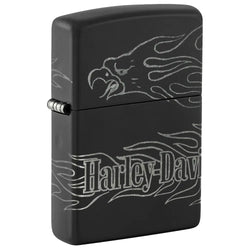 Zippo Harley Davidson Black Matte with Chrome Laser 360° 46310