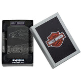Zippo Harley Davidson Black Matte with Chrome Laser 360° 46310