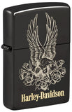 Zippo Harley Davidson Eagle Design High Polish Black Laser Two-Tone 46311