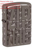 Zippo Armor Reverse Carve Zippo Design Black Ice 46312