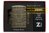 Zippo Armor Tiki Design Antique Brass Textured Multicut Engraving 46314