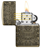 Zippo Armor Tiki Design Antique Brass Textured Multicut Engraving 46314