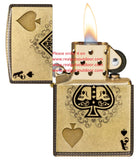 Zippo Ace of Skulls Design Lustre 540 Fusion 540 Tumbled Brass 46388