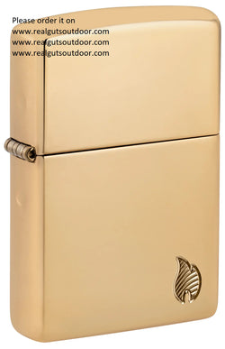 Zippo Armor® High Polish Brass Flame Design Deep Carve 46397