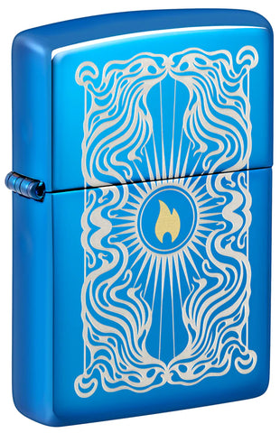 Zippo Fancy Flame Design Laser Two-Tone High Polish Blue 46424