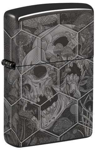 Zippo Mushroom Skulls Design Photo Image 360° High Polish Black 46425