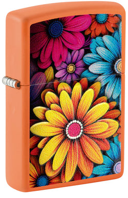 Zippo Flowers Texture Print Design Orange Matte 46434