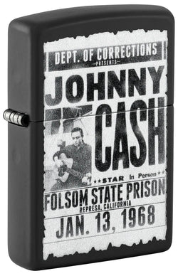 Zippo Johnny Cash Folsom Prison Design Black Matte Color Image 46490