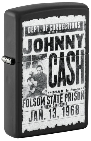 Zippo Johnny Cash Folsom Prison Design Black Matte Color Image 46490
