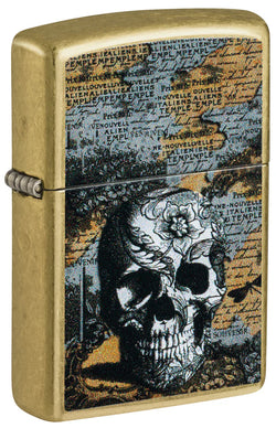 Zippo Floral Skull Design Street Brass 46577