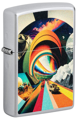 Zippo Trippy Travel Design Satin Chrome Color Image 46578