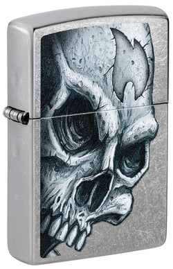 Zippo Skull and Flame Design 3D-looking Color Image Street Chrome 46587