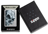 Zippo Skull and Flame Design 3D-looking Color Image Street Chrome 46587