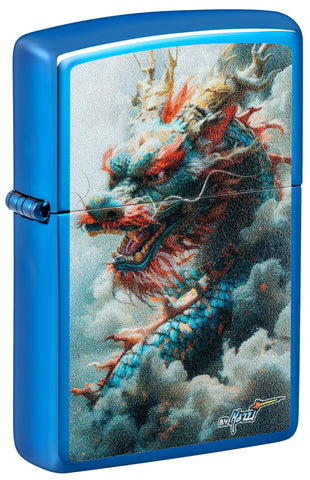 Zippo Claudio Mazzi Dragon Design High Polish Blue Color Image 46686