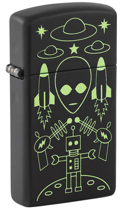 Zippo Alien Invasion Design Slim® Color Image Black Matte 46691