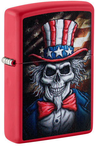Zippo Uncle Skeleton Design Red Matte Color Image 46696