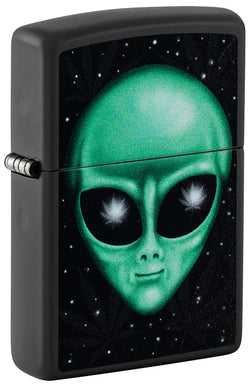 Zippo Alien Plant Design Black Light Black Matte Color Image 46708