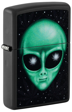Zippo Alien Plant Design Black Light Black Matte Color Image 46708