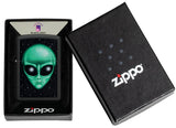 Zippo Alien Plant Design Black Light Black Matte Color Image 46708