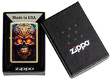 Zippo Stained Glass Skull Design Street Brass Color Image 46715