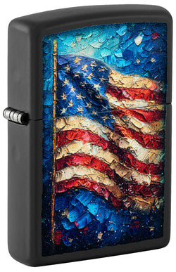 Zippo Painted Flag Design Black Matte Color Image 46718
