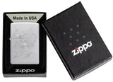 Zippo Atomic Cosmos Design Satin Chrome Auto Engrave 46724