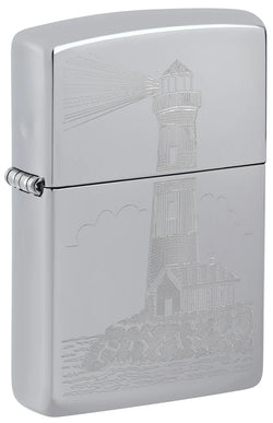 Zippo Lighthouse High Polish Chrome Auto Engrave 46725