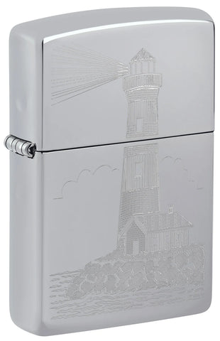 Zippo Lighthouse High Polish Chrome Auto Engrave 46725