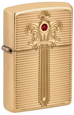 Zippo Royal Saber Design Ruby Crystal Armor High Polish Brass Deep Carve 46737