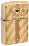 Zippo Royal Saber Design Ruby Crystal Armor High Polish Brass Deep Carve 46737