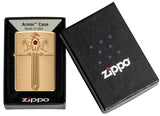 Zippo Royal Saber Design Ruby Crystal Armor High Polish Brass Deep Carve 46737
