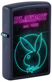 Zippo Playboy Neon Playboy Wordmark Rabbit Head Navy Matte Color Image 46786