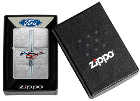 Zippo Ford Mustang Logo Brushed Chrome 46791