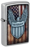 Zippo Veteran Crest Design Street Chrome 46824