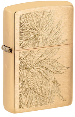 Zippo Lush Plant Design Auto Engrave Brushed Brass 46826