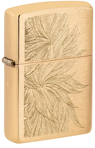 Zippo Lush Plant Design Auto Engrave Brushed Brass 46826