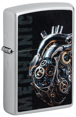 Zippo Mechanical Heart Design Color Image Satin Chrome 46829
