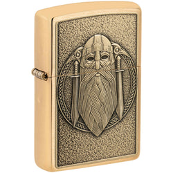 Zippo The Mighty Ruler Odin Emblem Brushed Brass 46856