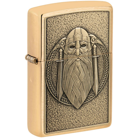 Zippo The Mighty Ruler Odin Emblem Brushed Brass 46856