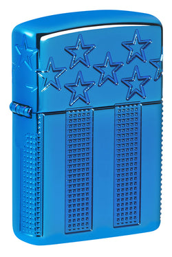 Zippo Stars and Stripes Design Carved Armor Multicut High Polish Blue 46929