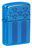 Zippo Stars and Stripes Design Carved Armor Multicut High Polish Blue 46929
