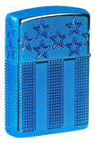 Zippo Stars and Stripes Design Carved Armor Multicut High Polish Blue 46929