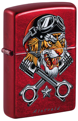 Zippo Rick Rietveld Tiger Design Color Image Candy Apple Red 46934