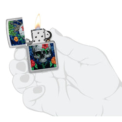 Zippo Skull Sprout Design Street Chrome Color Image 46939