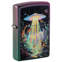Zippo UFO Animal Abduction Design Classic Iridescent Color Image 46941