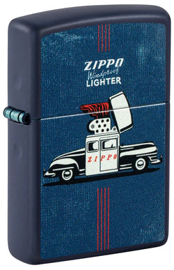 Zippo Vintage Zippo Car Design Color Image Navy Blue Matte 46942