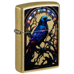 Zippo Stained Glass Raven Design Street Brass Color Image 46946