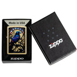 Zippo Stained Glass Raven Design Street Brass Color Image 46946