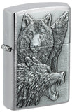 Zippo Fierce Wolf Pack Emblem Brushed Chrome 46960